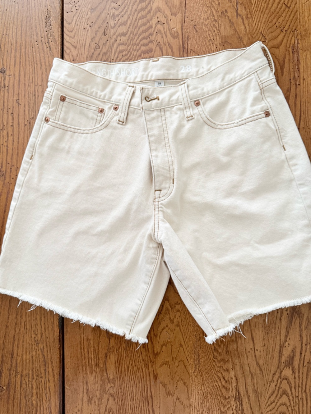 J.Crew Women's High-Rise Cream Denim Shorts